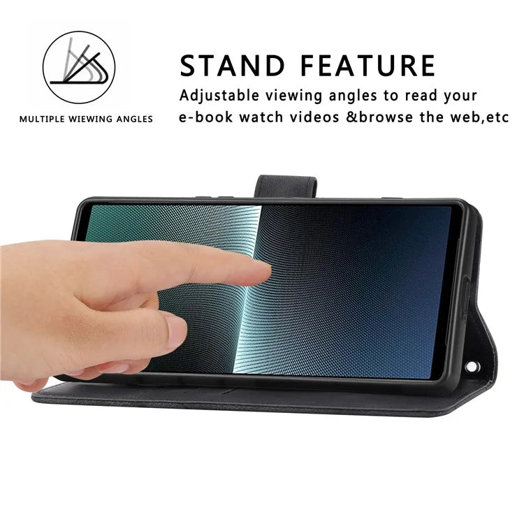 For Sony Xperia 5 V Case Imprinted Line Wallet Leather Phone Cover