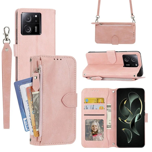 For Xiaomi Redmi K60 Ultra / 13T / 13T Pro Case Shockproof Leather Wallet Phone Cover with Long and Short Straps