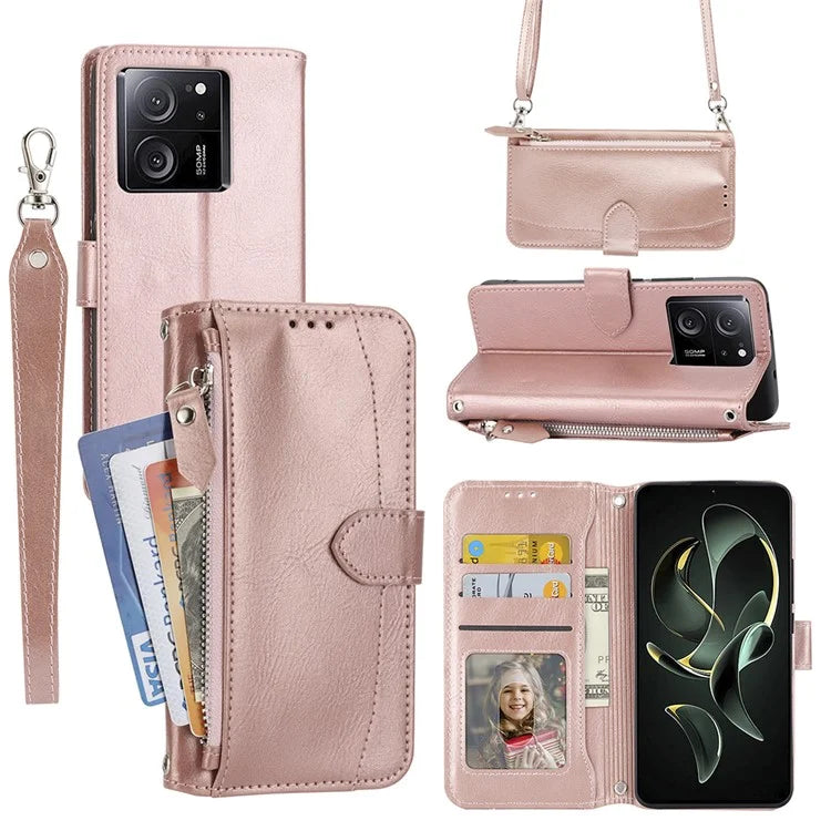 For Xiaomi Redmi K60 Ultra / 13T / 13T Pro Case Shockproof Leather Wallet Phone Cover with Long and Short Straps
