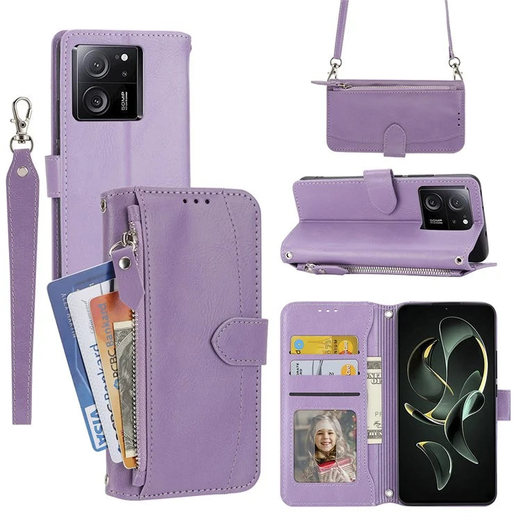 For Xiaomi Redmi K60 Ultra / 13T / 13T Pro Case Shockproof Leather Wallet Phone Cover with Long and Short Straps