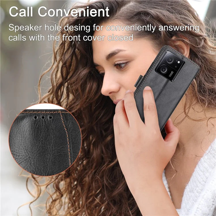 For Xiaomi Redmi K60 Ultra / 13T / 13T Pro Case Shockproof Leather Wallet Phone Cover with Long and Short Straps