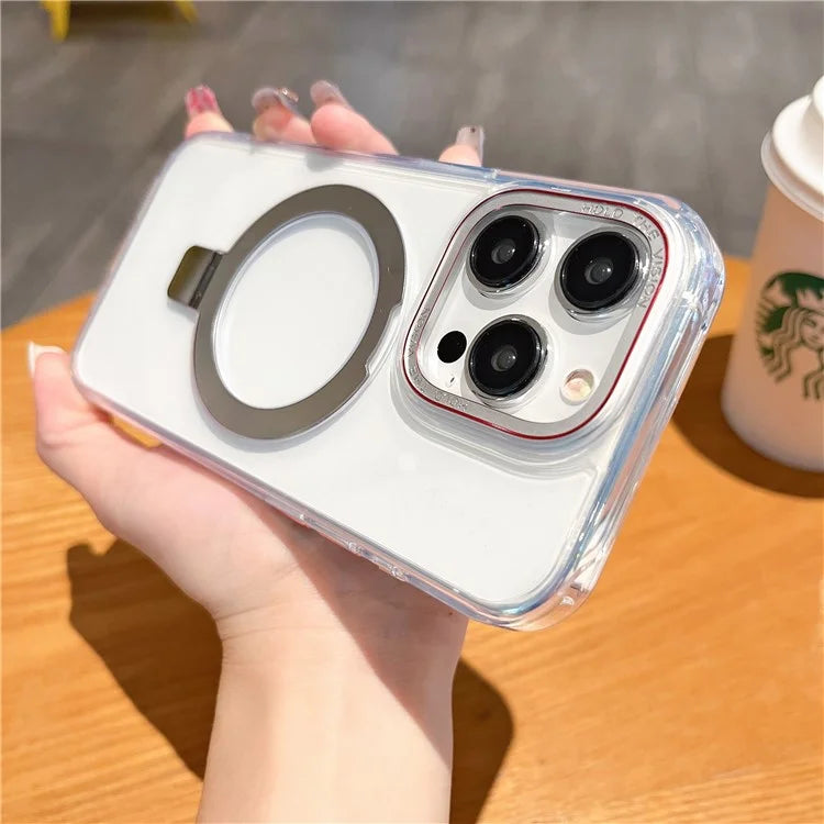 For iPhone 15 Pro Kickstand Case Compatible with MagSafe TPU+PC Clear Phone Cover