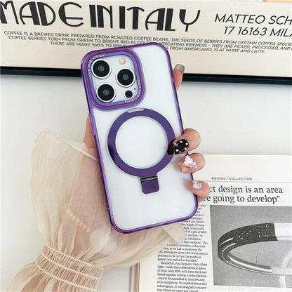 For iPhone 15 Pro Kickstand Case Compatible with MagSafe TPU+PC Clear Phone Cover