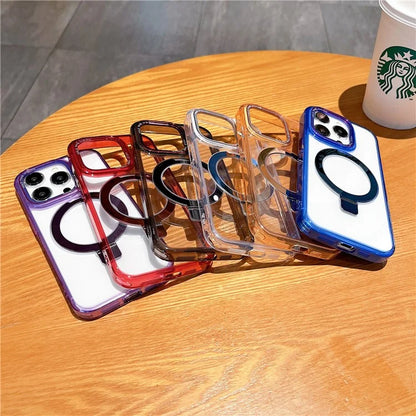 For iPhone 15 Pro Kickstand Case Compatible with MagSafe TPU+PC Clear Phone Cover