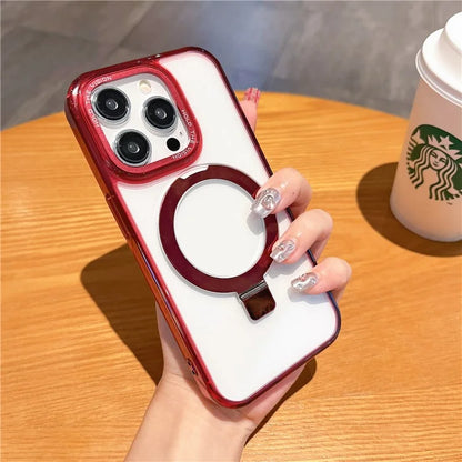 For iPhone 15 Pro Kickstand Case Compatible with MagSafe TPU+PC Clear Phone Cover
