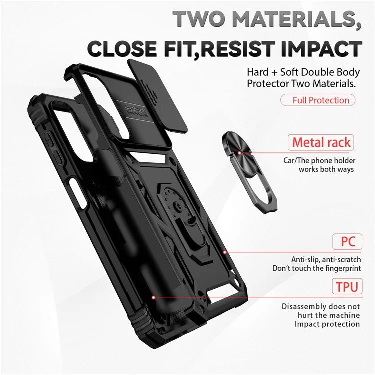 For Samsung Galaxy S23 FE Case Slide Camera Protection Kickstand Phone Cover