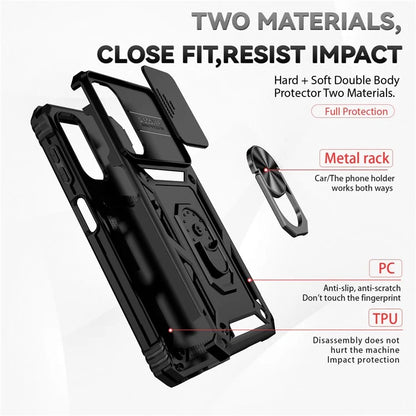 For Samsung Galaxy S23 FE Case Slide Camera Protection Kickstand Phone Cover