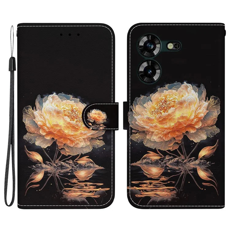 For Transsion Tecno Pova 5 4G Case Pattern Printing Phone Leather Cover