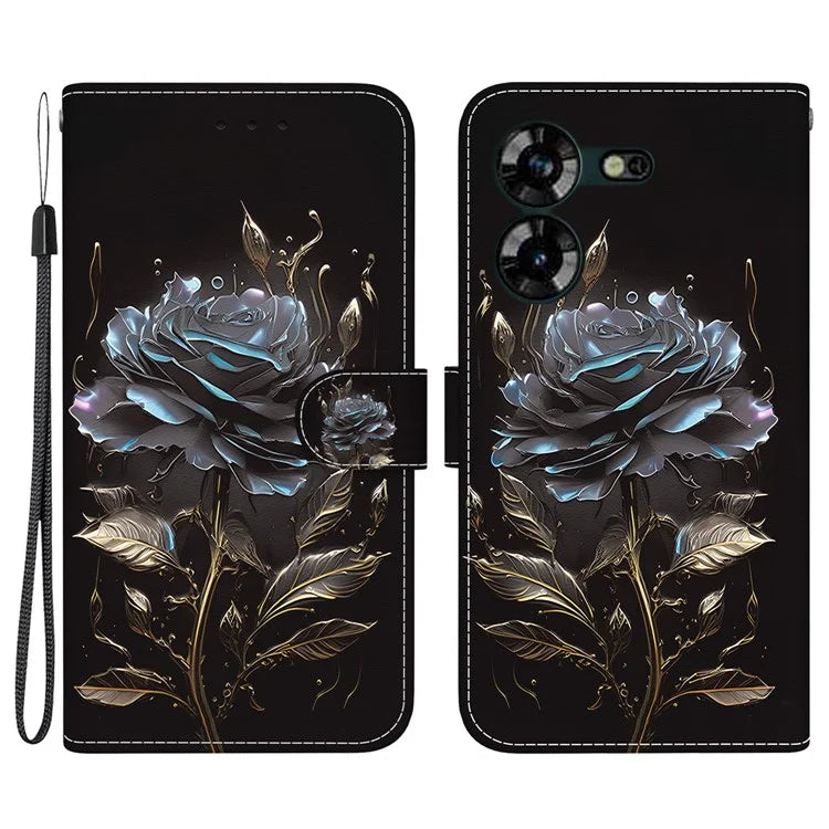 For Transsion Tecno Pova 5 4G Case Pattern Printing Phone Leather Cover