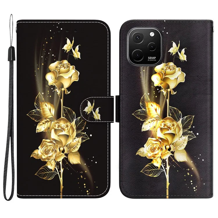 For Huawei nova Y61 4G Case Wallet Function Pattern Printing Phone Cover