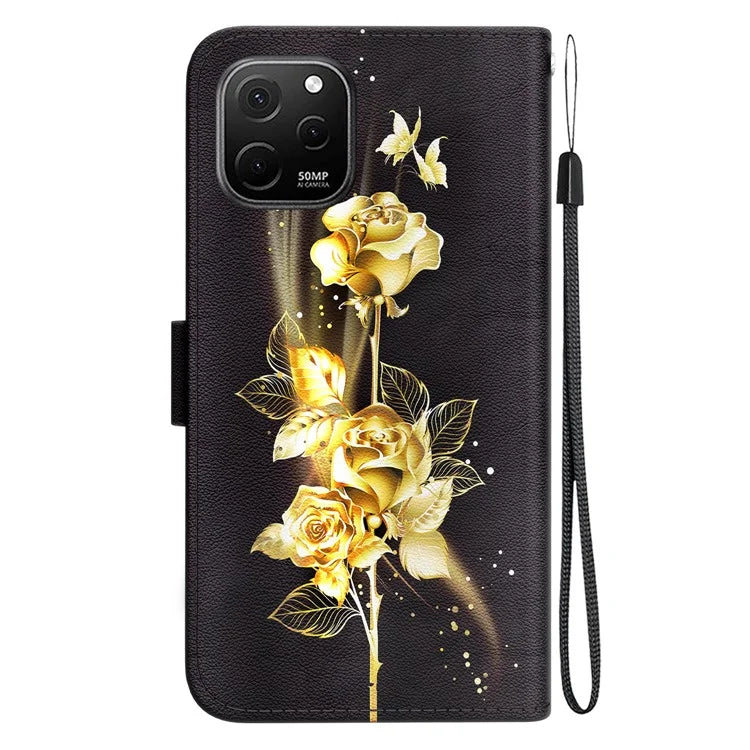 For Huawei nova Y61 4G Case Wallet Function Pattern Printing Phone Cover