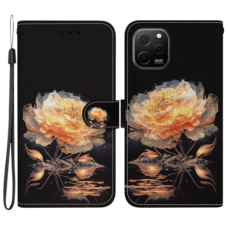 For Huawei nova Y61 4G Case Wallet Function Pattern Printing Phone Cover