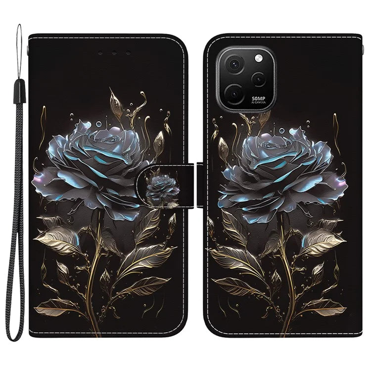 For Huawei nova Y61 4G Case Wallet Function Pattern Printing Phone Cover