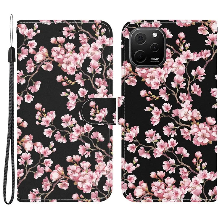 For Huawei nova Y61 4G Case Wallet Function Pattern Printing Phone Cover