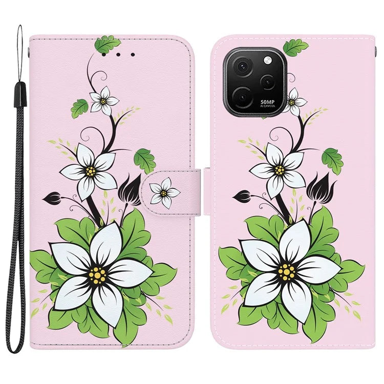 For Huawei nova Y61 4G Case Wallet Function Pattern Printing Phone Cover