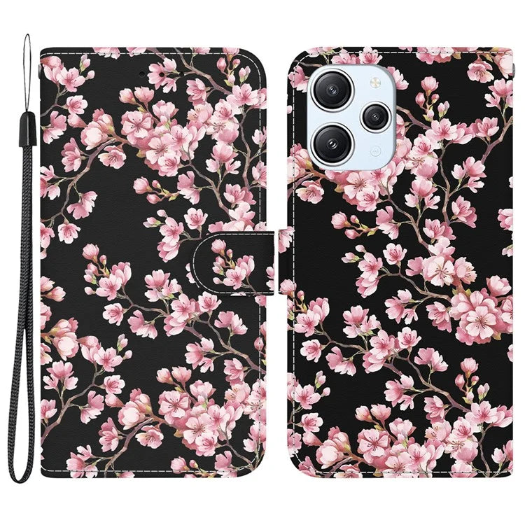 For Xiaomi Redmi 12 4G Case PU Leather Pattern Folio Phone Cover
