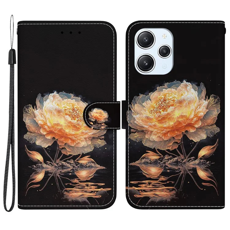 For Xiaomi Redmi 12 4G Case PU Leather Pattern Folio Phone Cover