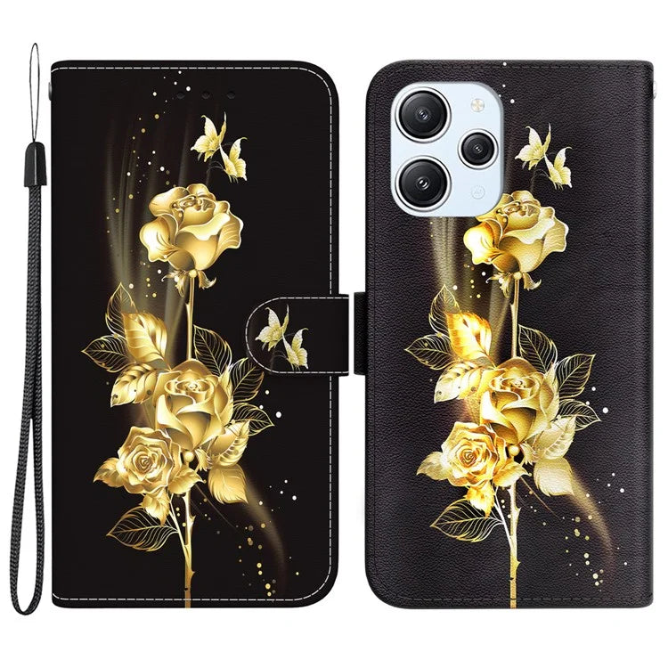 For Xiaomi Redmi 12 4G Case PU Leather Pattern Folio Phone Cover
