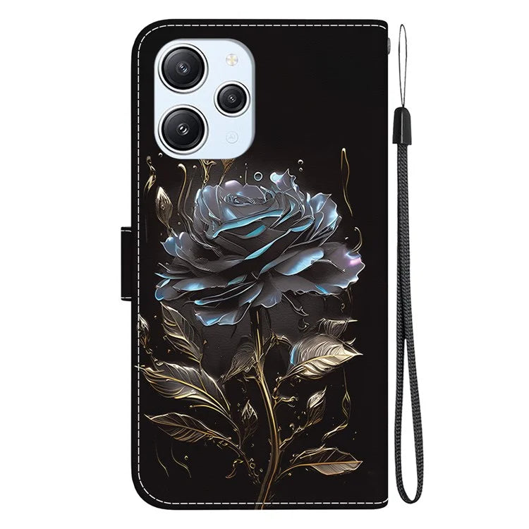 For Xiaomi Redmi 12 4G Case PU Leather Pattern Folio Phone Cover