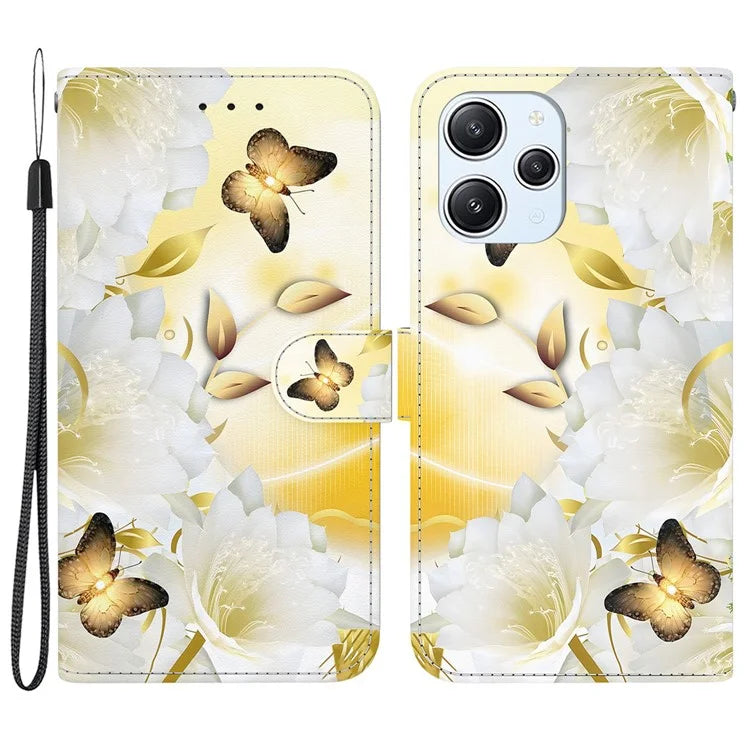For Xiaomi Redmi 12 4G Case PU Leather Pattern Folio Phone Cover