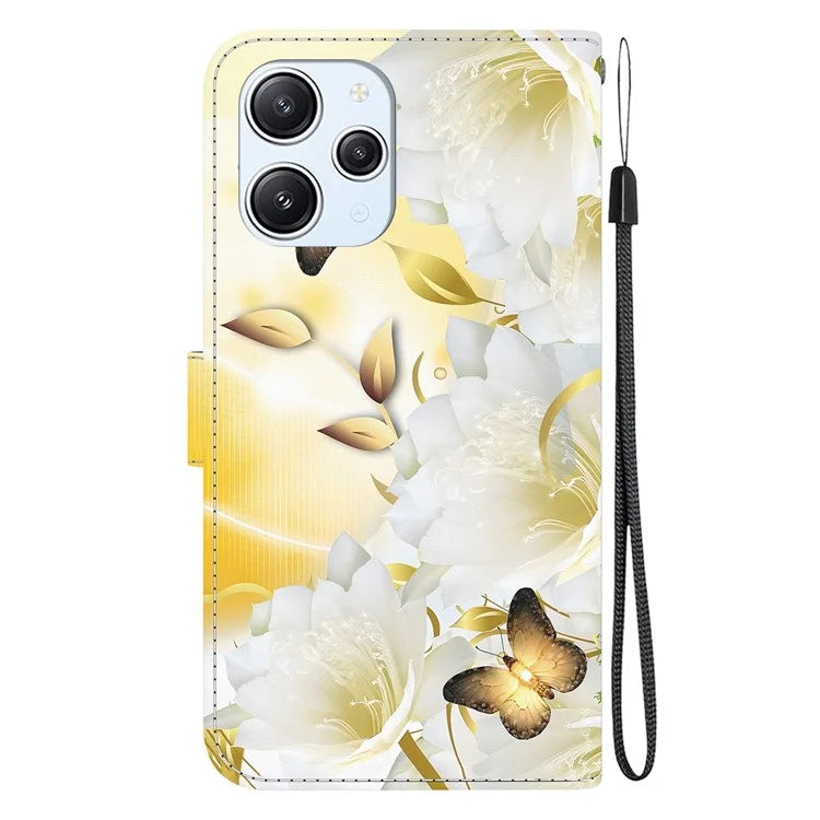 For Xiaomi Redmi 12 4G Case PU Leather Pattern Folio Phone Cover