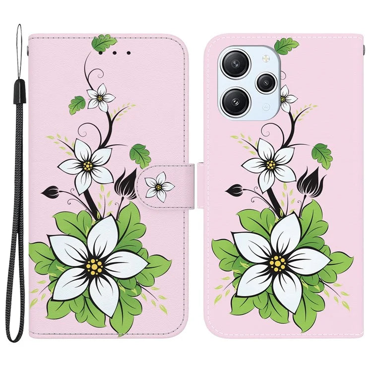 For Xiaomi Redmi 12 4G Case PU Leather Pattern Folio Phone Cover