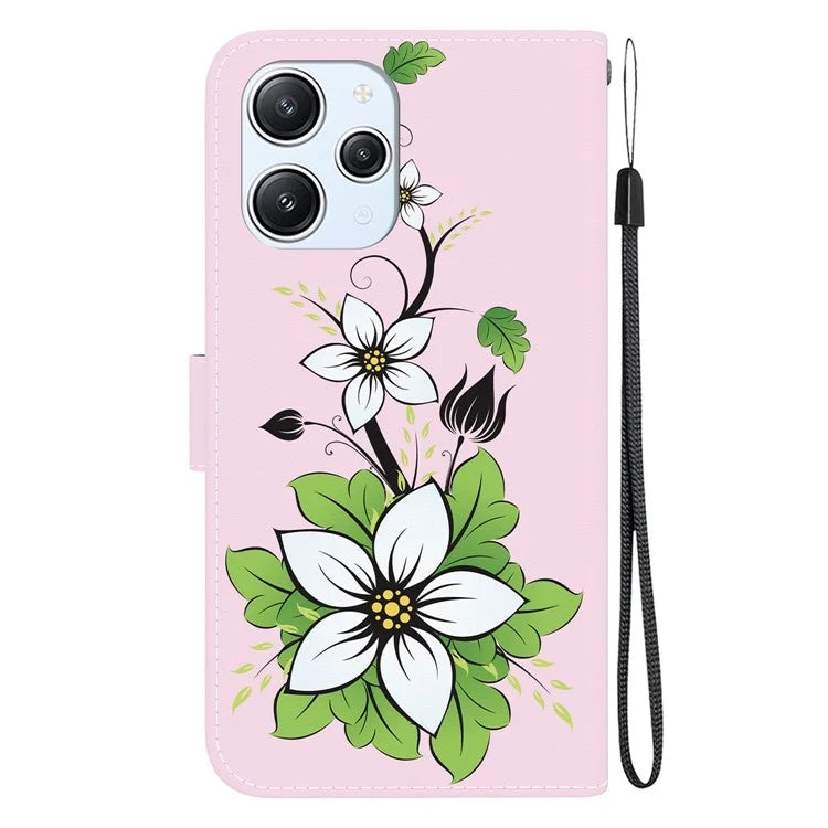 For Xiaomi Redmi 12 4G Case PU Leather Pattern Folio Phone Cover