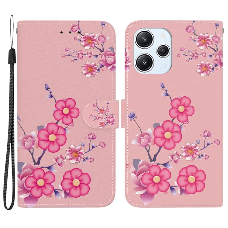 For Xiaomi Redmi 12 4G Case PU Leather Pattern Folio Phone Cover
