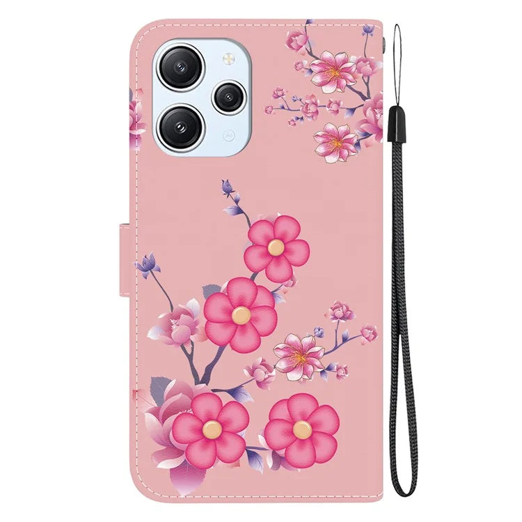 For Xiaomi Redmi 12 4G Case PU Leather Pattern Folio Phone Cover