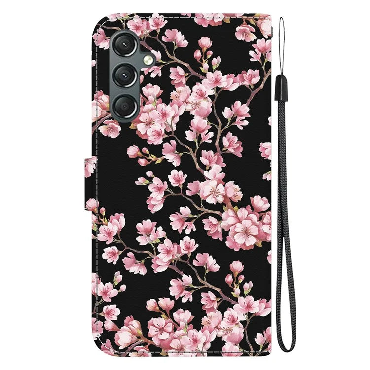 For Samsung Galaxy A24 4G (162.1 x 77.6 x 8.3mm) Case Pattern PU Leather Flip Shockproof Phone Cover