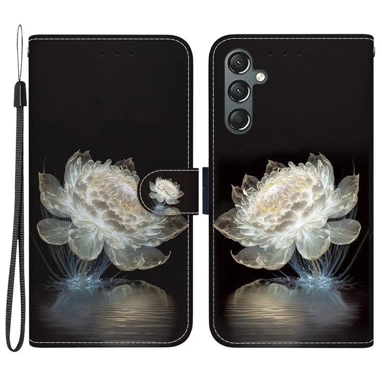 For Samsung Galaxy A24 4G (162.1 x 77.6 x 8.3mm) Case Pattern PU Leather Flip Shockproof Phone Cover