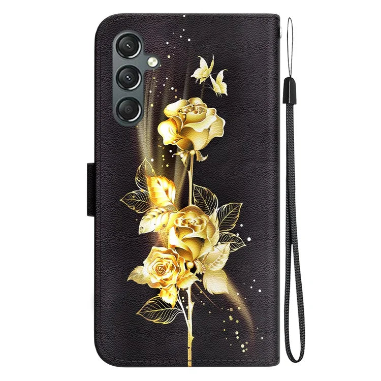 For Samsung Galaxy A24 4G (162.1 x 77.6 x 8.3mm) Case Pattern PU Leather Flip Shockproof Phone Cover