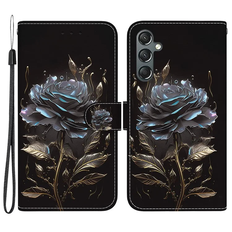 For Samsung Galaxy A24 4G (162.1 x 77.6 x 8.3mm) Case Pattern PU Leather Flip Shockproof Phone Cover