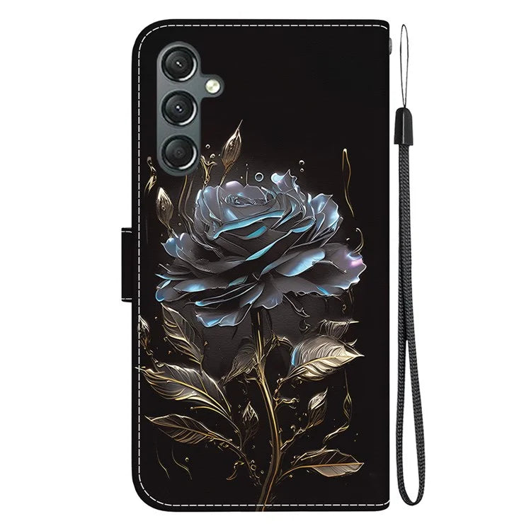 For Samsung Galaxy A24 4G (162.1 x 77.6 x 8.3mm) Case Pattern PU Leather Flip Shockproof Phone Cover