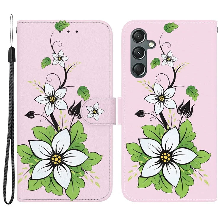 For Samsung Galaxy A24 4G (162.1 x 77.6 x 8.3mm) Case Pattern PU Leather Flip Shockproof Phone Cover