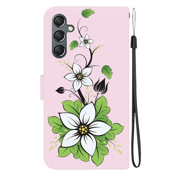 For Samsung Galaxy A24 4G (162.1 x 77.6 x 8.3mm) Case Pattern PU Leather Flip Shockproof Phone Cover