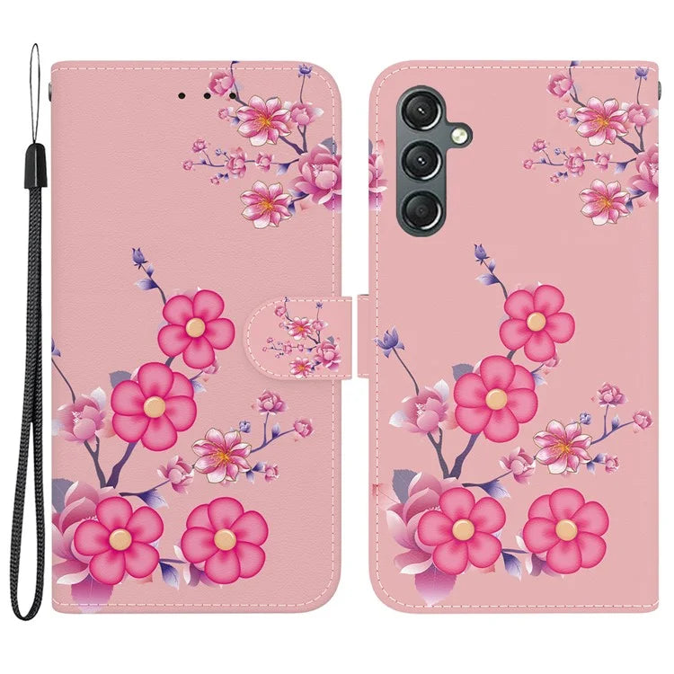 For Samsung Galaxy A24 4G (162.1 x 77.6 x 8.3mm) Case Pattern PU Leather Flip Shockproof Phone Cover
