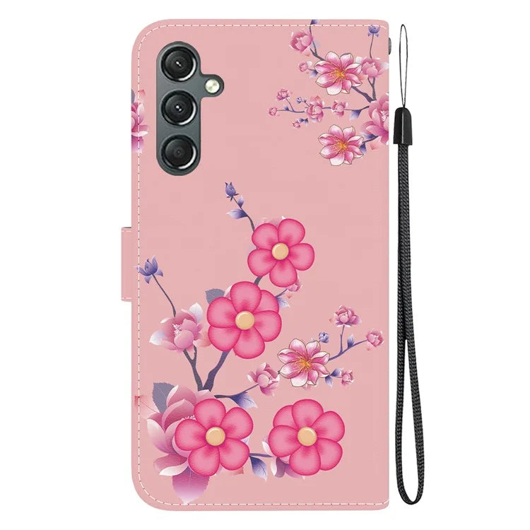 For Samsung Galaxy A24 4G (162.1 x 77.6 x 8.3mm) Case Pattern PU Leather Flip Shockproof Phone Cover