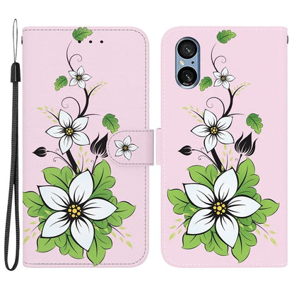 For Sony Xperia 5 V Case PU Leather Stand Feature Flip Phone Cover