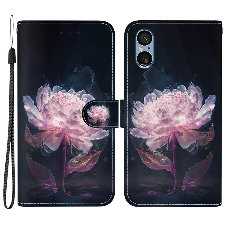 For Sony Xperia 5 V Case PU Leather Stand Feature Flip Phone Cover