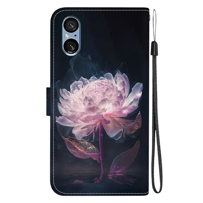 For Sony Xperia 5 V Case PU Leather Stand Feature Flip Phone Cover