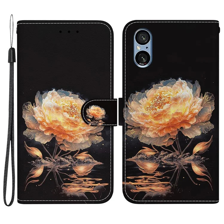 For Sony Xperia 5 V Case PU Leather Stand Feature Flip Phone Cover