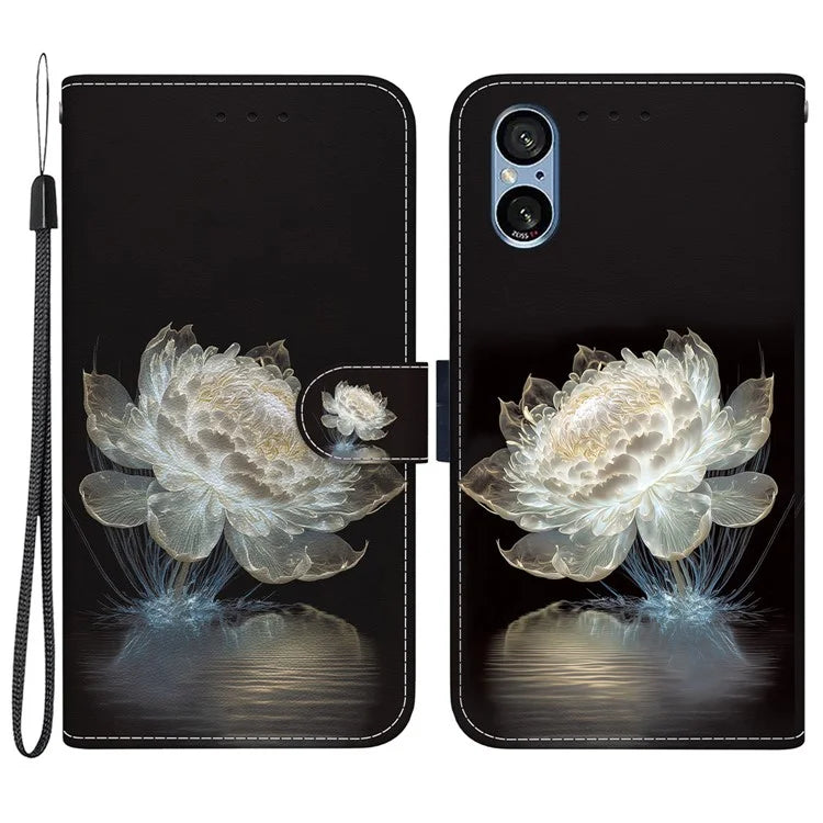 For Sony Xperia 5 V Case PU Leather Stand Feature Flip Phone Cover