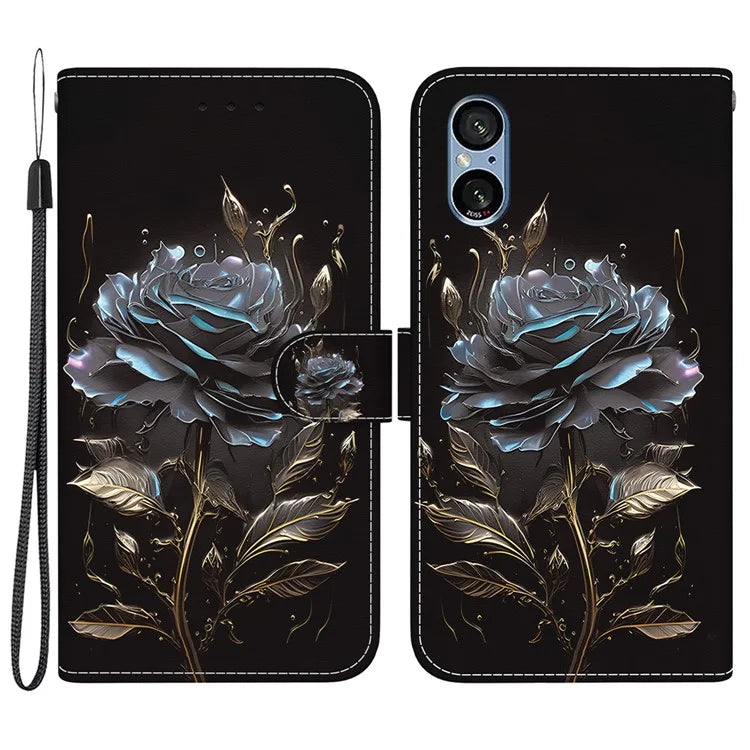 For Sony Xperia 5 V Case PU Leather Stand Feature Flip Phone Cover