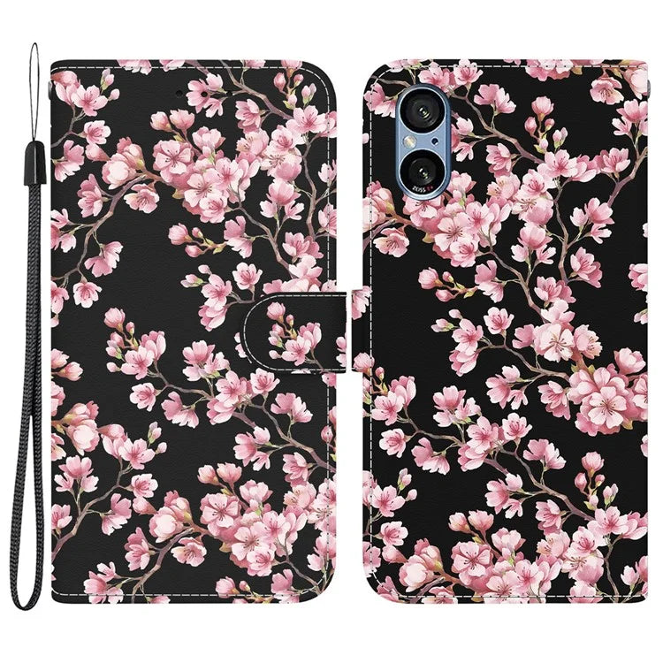 For Sony Xperia 5 V Case PU Leather Stand Feature Flip Phone Cover