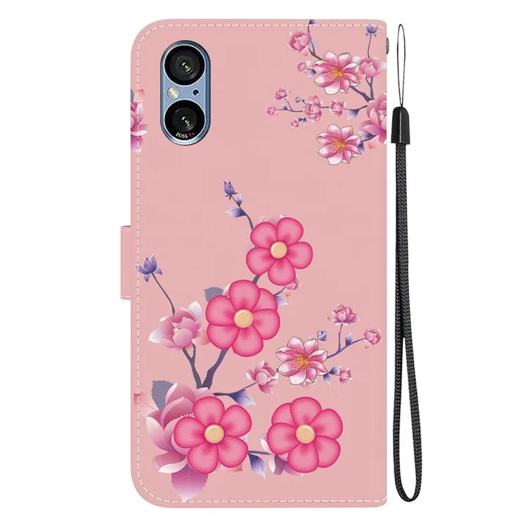 For Sony Xperia 5 V Case PU Leather Stand Feature Flip Phone Cover