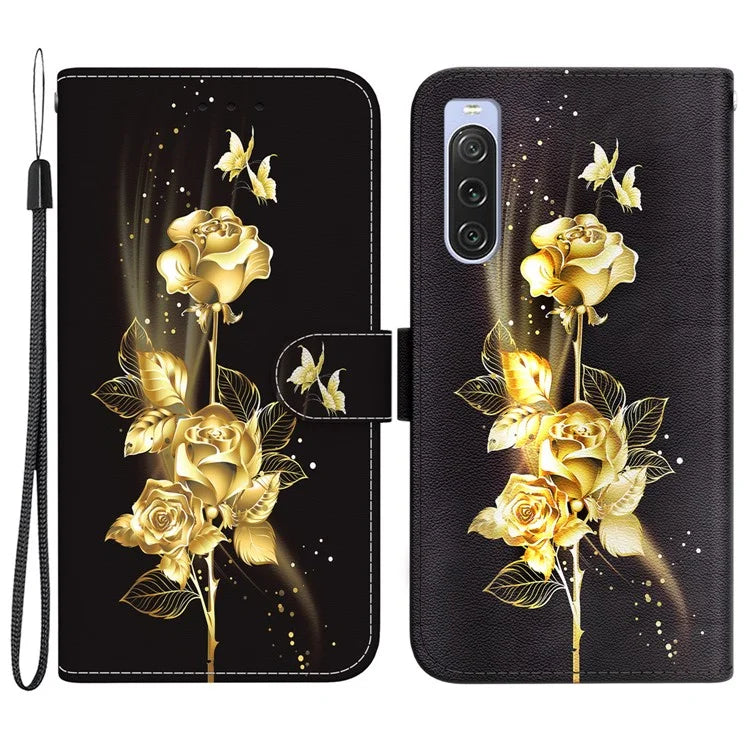 For Sony Xperia 10 V Case Pattern Printed PU Leather Protective Phone Cover