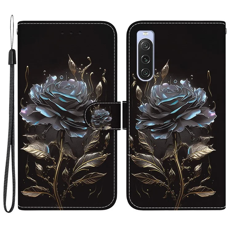 For Sony Xperia 10 V Case Pattern Printed PU Leather Protective Phone Cover