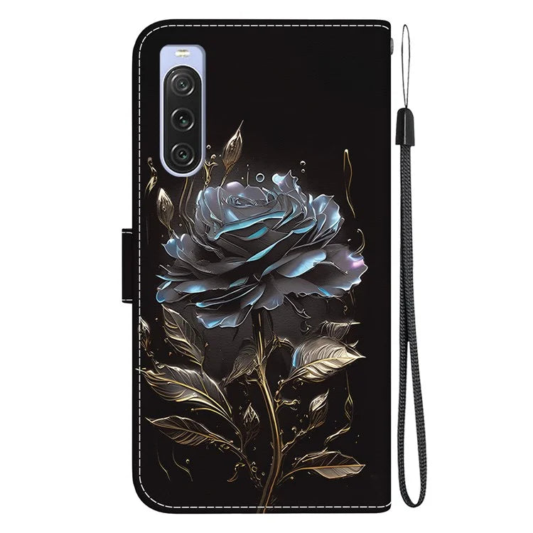 For Sony Xperia 10 V Case Pattern Printed PU Leather Protective Phone Cover