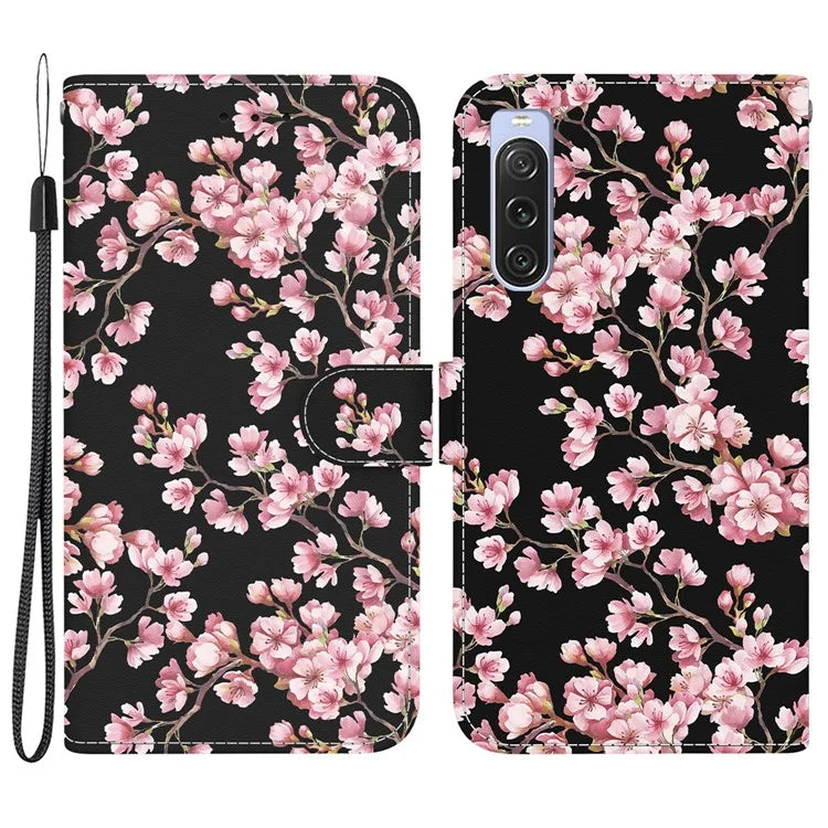 For Sony Xperia 10 V Case Pattern Printed PU Leather Protective Phone Cover